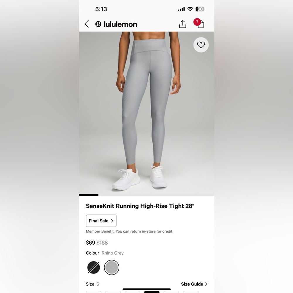 Lululemon SenseKnit Running HR Legging 28”